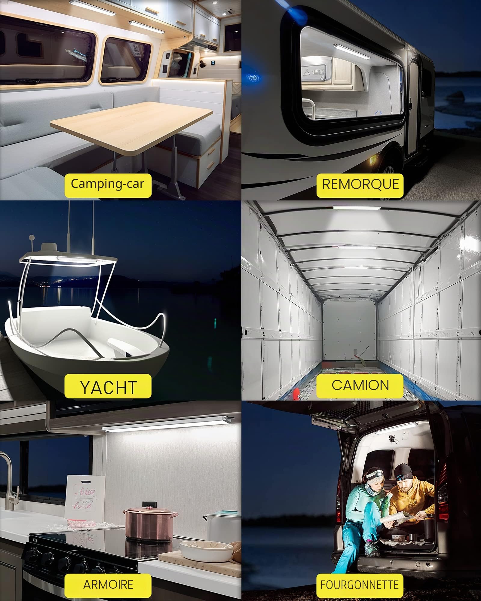 MERTTURM Barre LED 12V, 42cm 1000LM 10W Barre de Lumière Intérieure 228LED, Super Brillant Blanche Barre de Bande Lampe avec Interrupteur pour Voiture Caravane Camion Camping Car Bateau Van, 4pcs