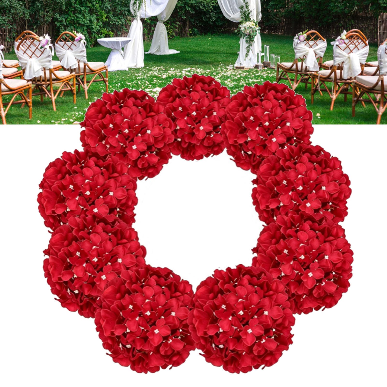 Duokon Paquete de 10 Bolas de Flores de Hortensias Artificiales, Tela