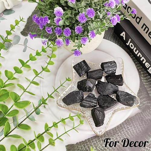 Miniatura 5 de ZHIYUXI Cristales de turmalina negra áspera de 1 libra, piedras naturales crudas grandes de 0.8 a 1.6 pulgadas, piedra irregular para equilibrio de