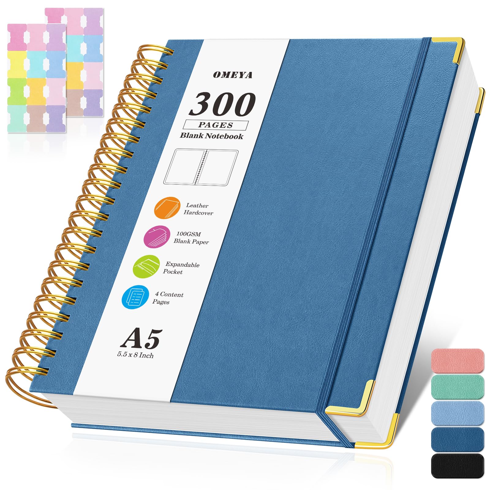 Blank Spiral Notebook: Leather Sketch Book, Unlined Notebook for Women Men