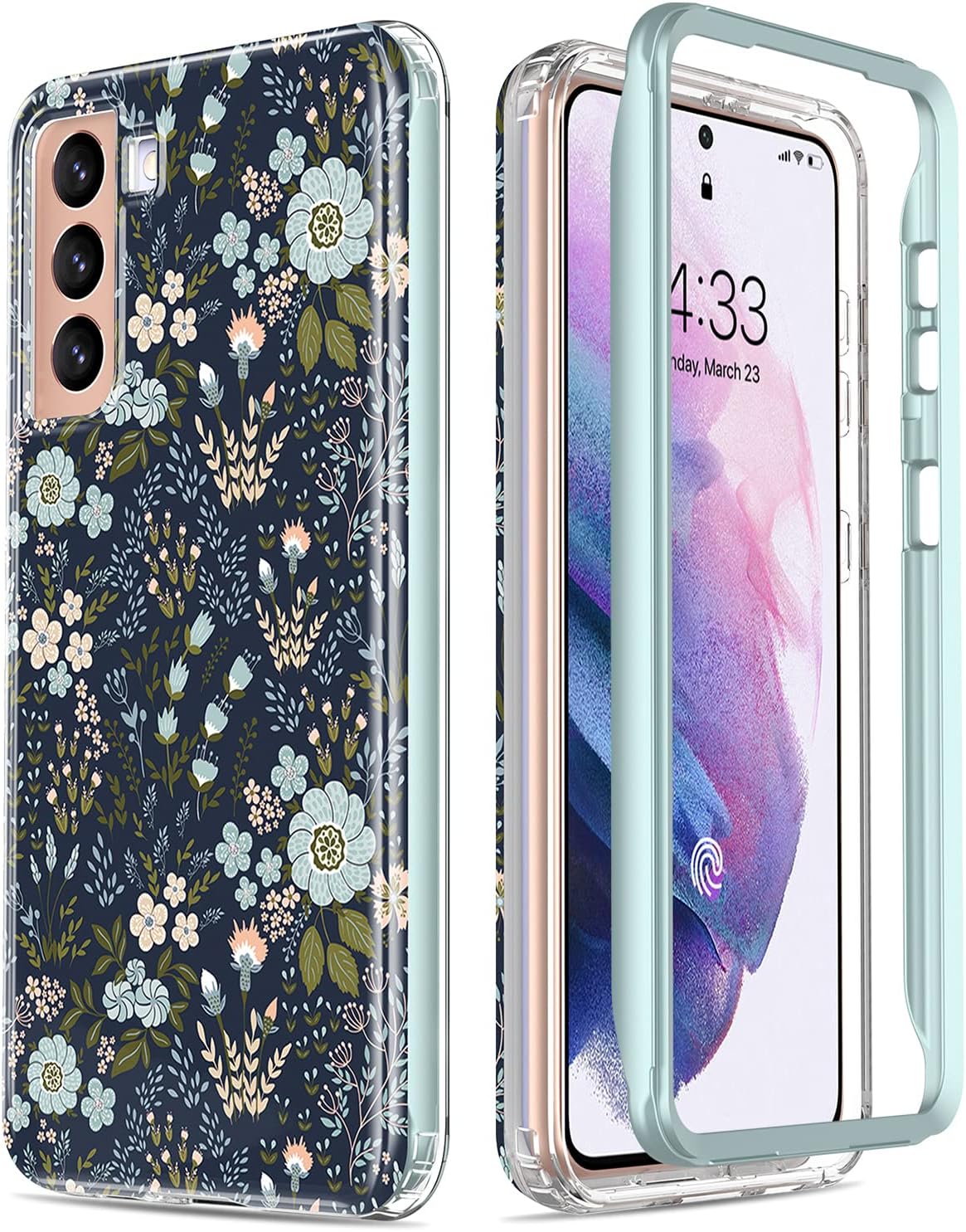 Esdot for Samsung Galaxy S21 Case,Military Grade Passing 21ft Drop Test,Rugged Cover with Fashionable Designs for Women Girls,Shockproof Protective Phone Case for Galaxy S21 6.2" Littler Flowers