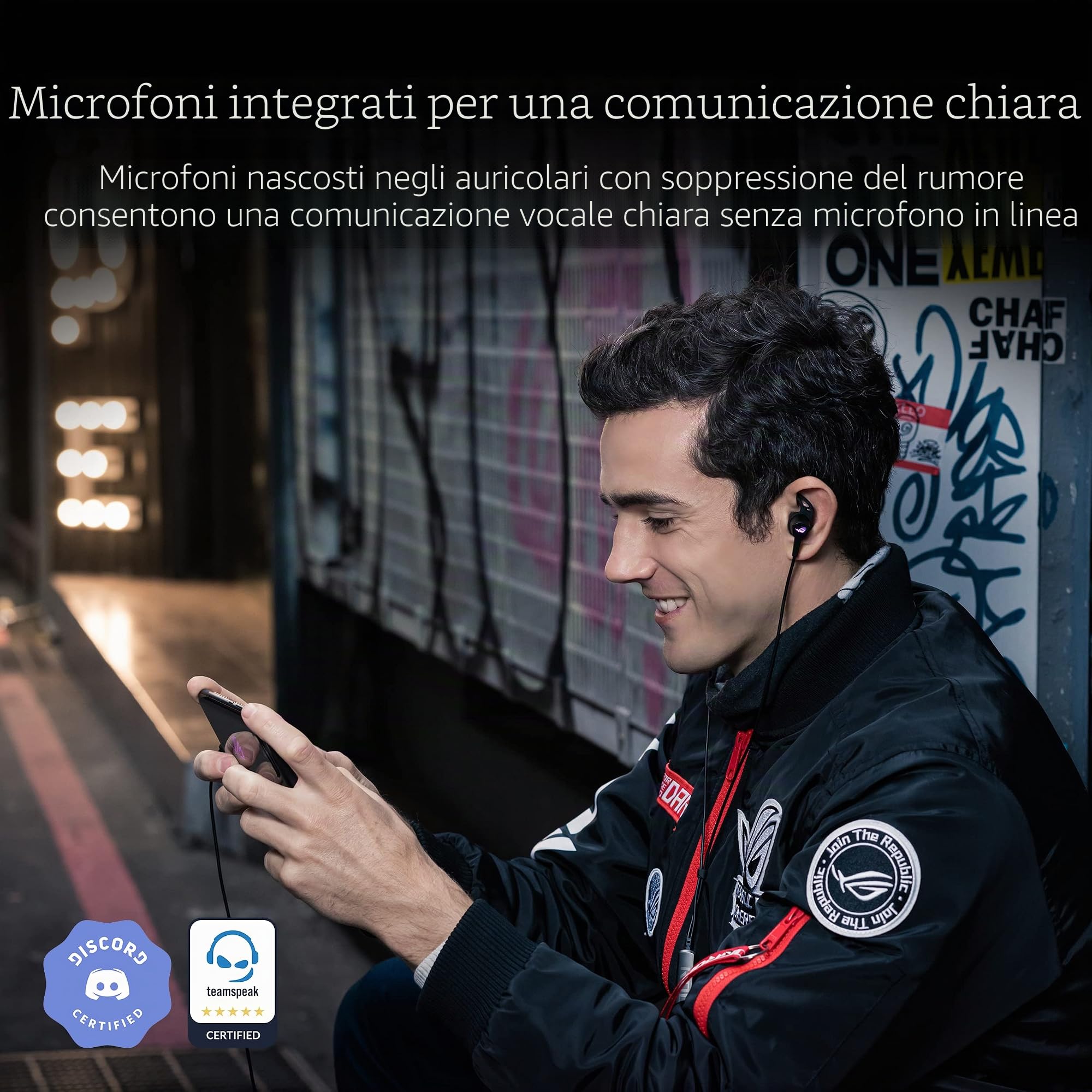 ASUS ROG Cetra II Cuffie da gioco in-ear con microfono a soppressione (ANC), driver LSR, illuminazione Aura Sync RGB e connettore USB-C per smartphone e Nintendo Switch, Nero, Medium