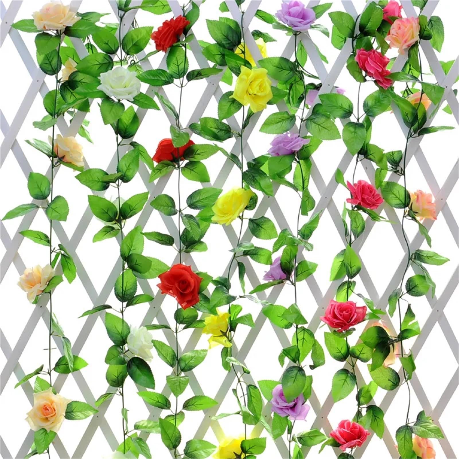 Künstliche Greenery Girlande künstliche Blumen, Weinreben-Girlandenpflanzen for Hotelhochzeitshaus zur Dekoration(Rosso)