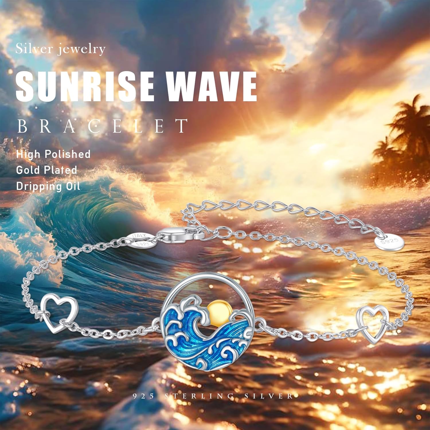 Ocean Bracelet for Women 925 Sterling Silver Ocean Bracelet Adjustable Ocean Jewelry Gift for Women - Image 6