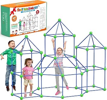 140 PCS Fort Building Kit for Kids Ages 410, DIY STEM Educational Construction Fort Toy Set,Creative Kids Fort Builder Kit, Build Your Own Fort Indoor Outdoor Play Structure for Boys Girls