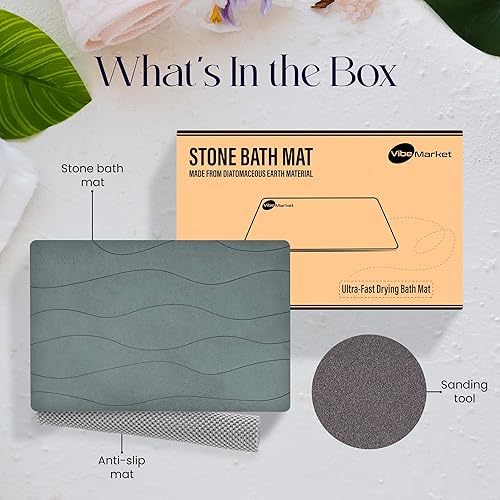 Miniatura 6 de VM - Tapete de baño de piedra para baño, tapete de baño de piedra de diatomita de secado rápido, tapete de secado de platos de piedra antideslizante