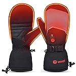 SAVIOR HEAT Heated Mittens Battery Ski Gloves, Upgraded Electric Rechargeable Mitts for Skiing Camping Hiking Arthritis Hands Men Women (M)