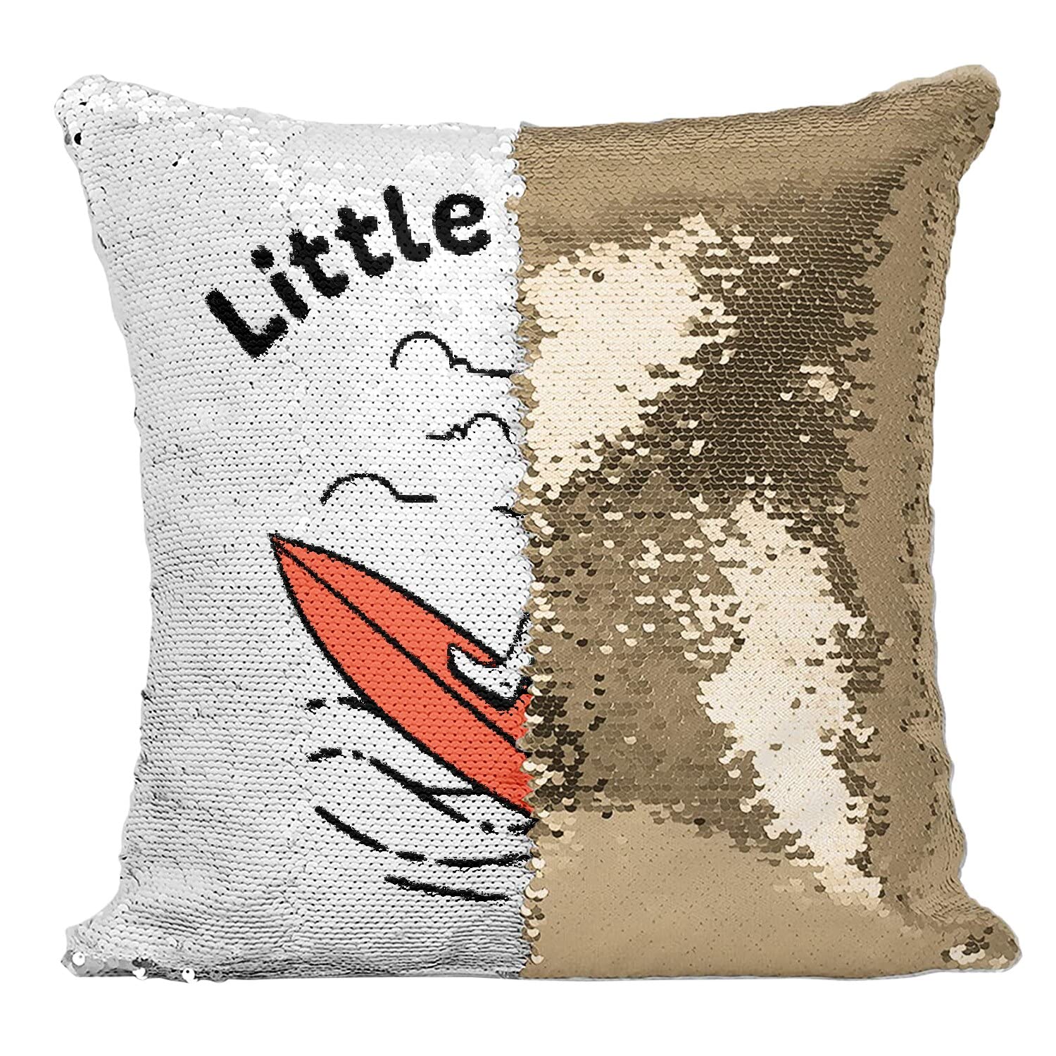 Coussin avec housse sequin paillettes doré surf plage pour enfant