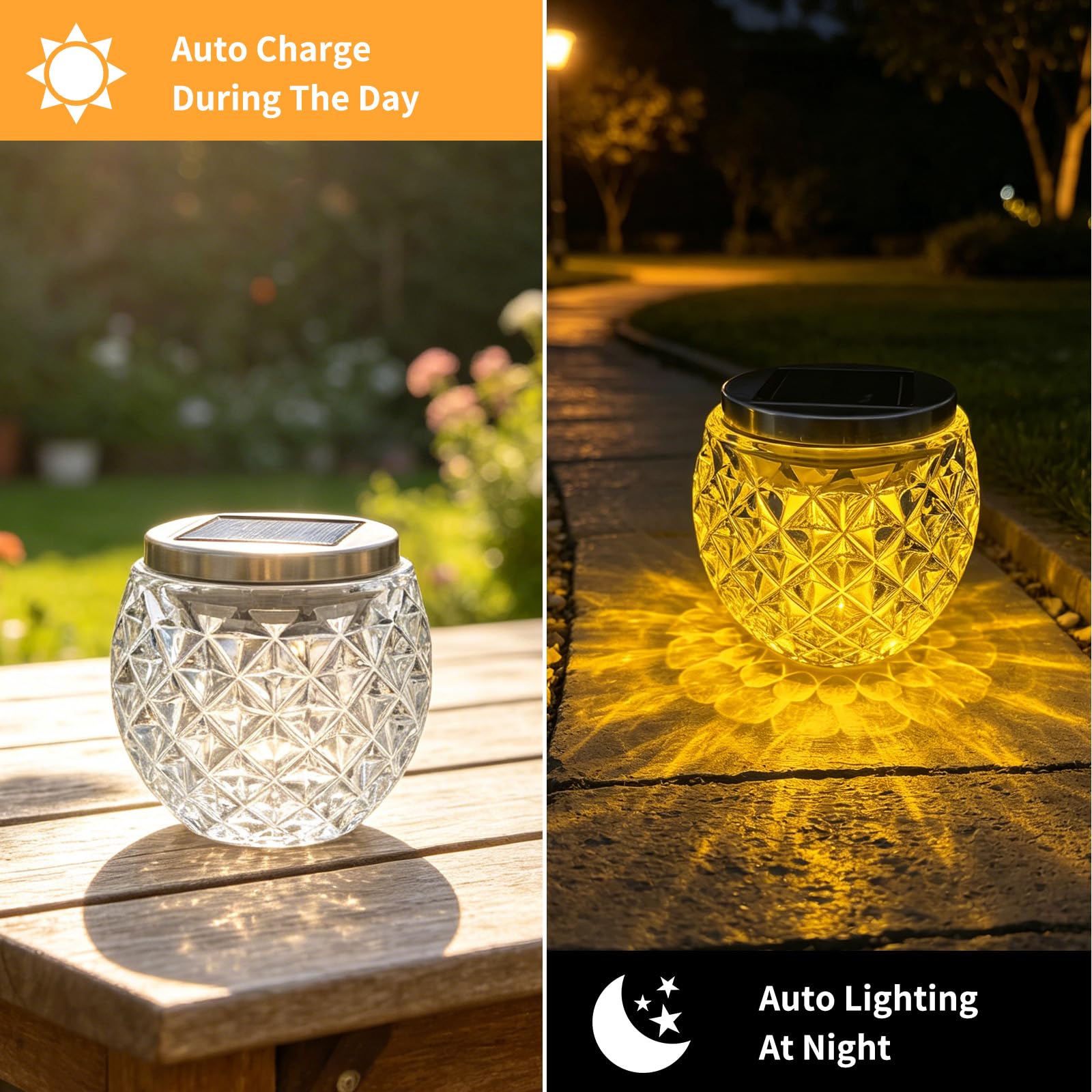 Solarlampen für Außen,2 Stück Solar Tischlampe Kabellos 10 CM,Solar Tischleuchte,Solar-LED-Windlicht,Solarlampe Tisch,für Garten,Balkon,Terrasse,Helle Innenräume