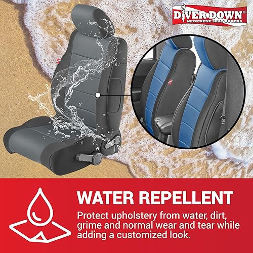 Miniatura 10 de Diver Down Juego de fundas de asiento de neopreno para Jeep JK Wrangler 2007-2018, juego de asiento delantero y trasero, fundas de asiento