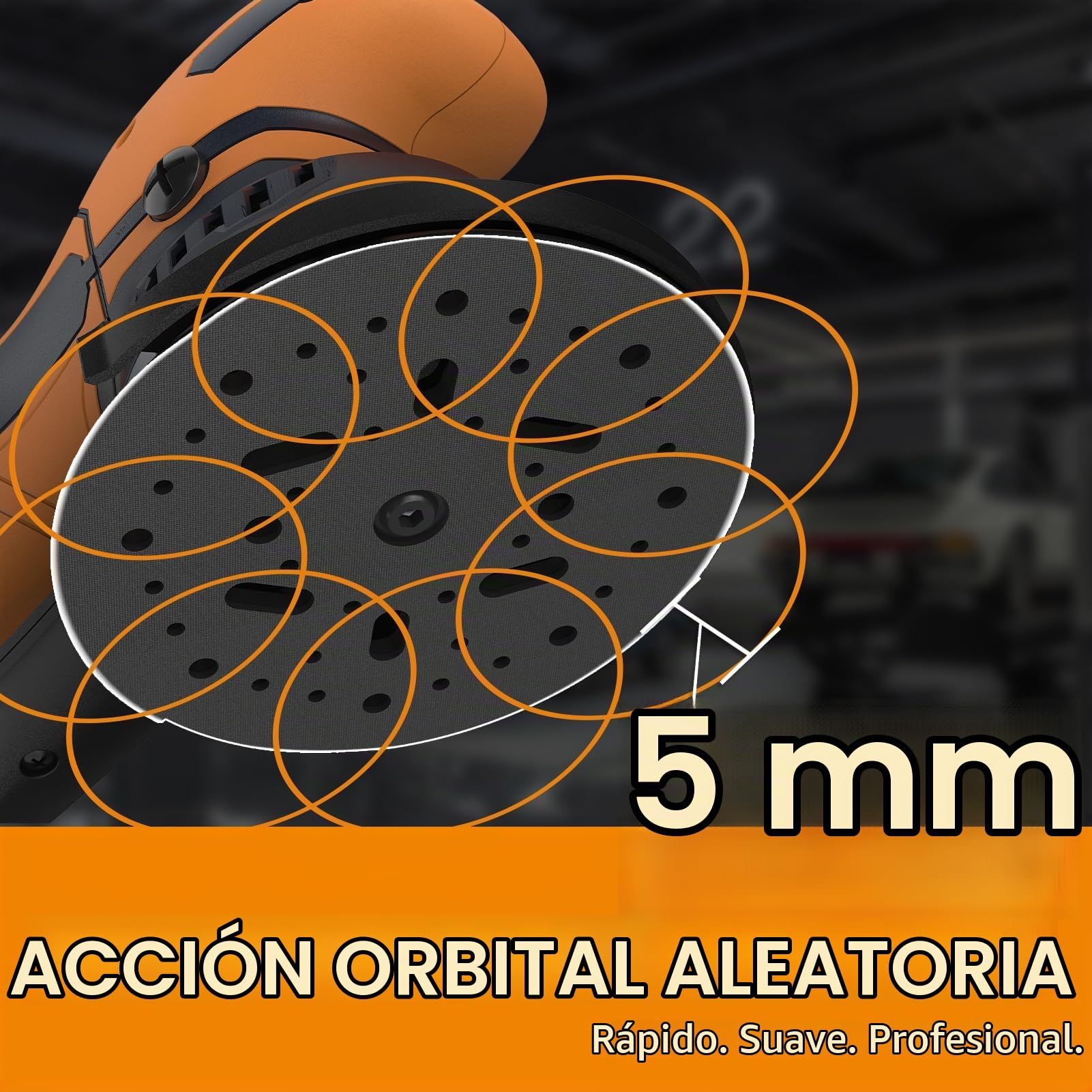 MAXXT Lijadora Orbital de Modo Dual 800W: 2 Modos (Grueso y Fino) / Extracción de Polvo de Alta Eficiencia / 6 Velocidades (3300-7400 RPM) — Ideal para Restauración de Pintura de Autos, Meta y Madera