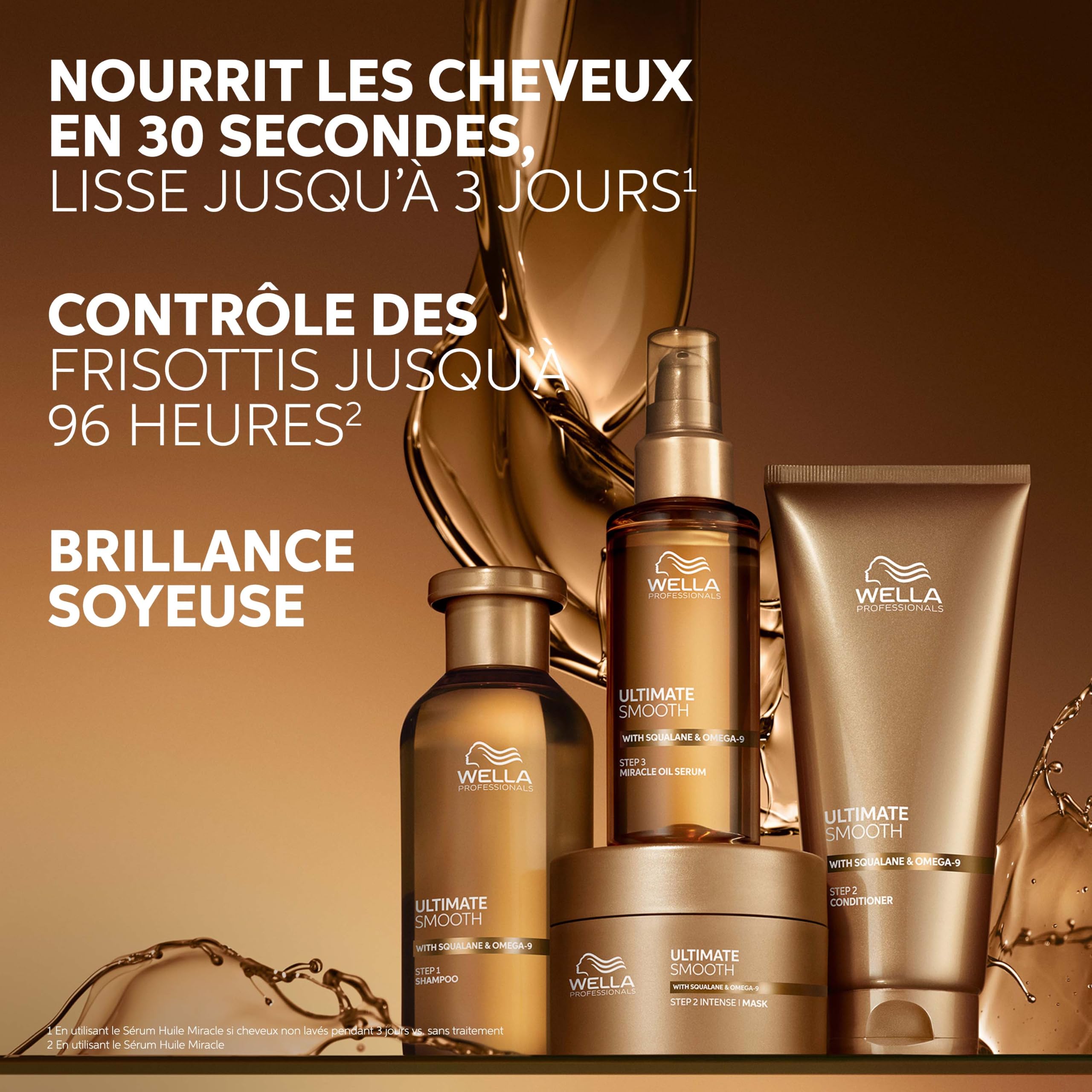 Wella Professionals Ultimate Smooth Shampoing - shampoing nourissant à base de squalane et d'oméga-9 pour cheveux secs, ternes et frisés