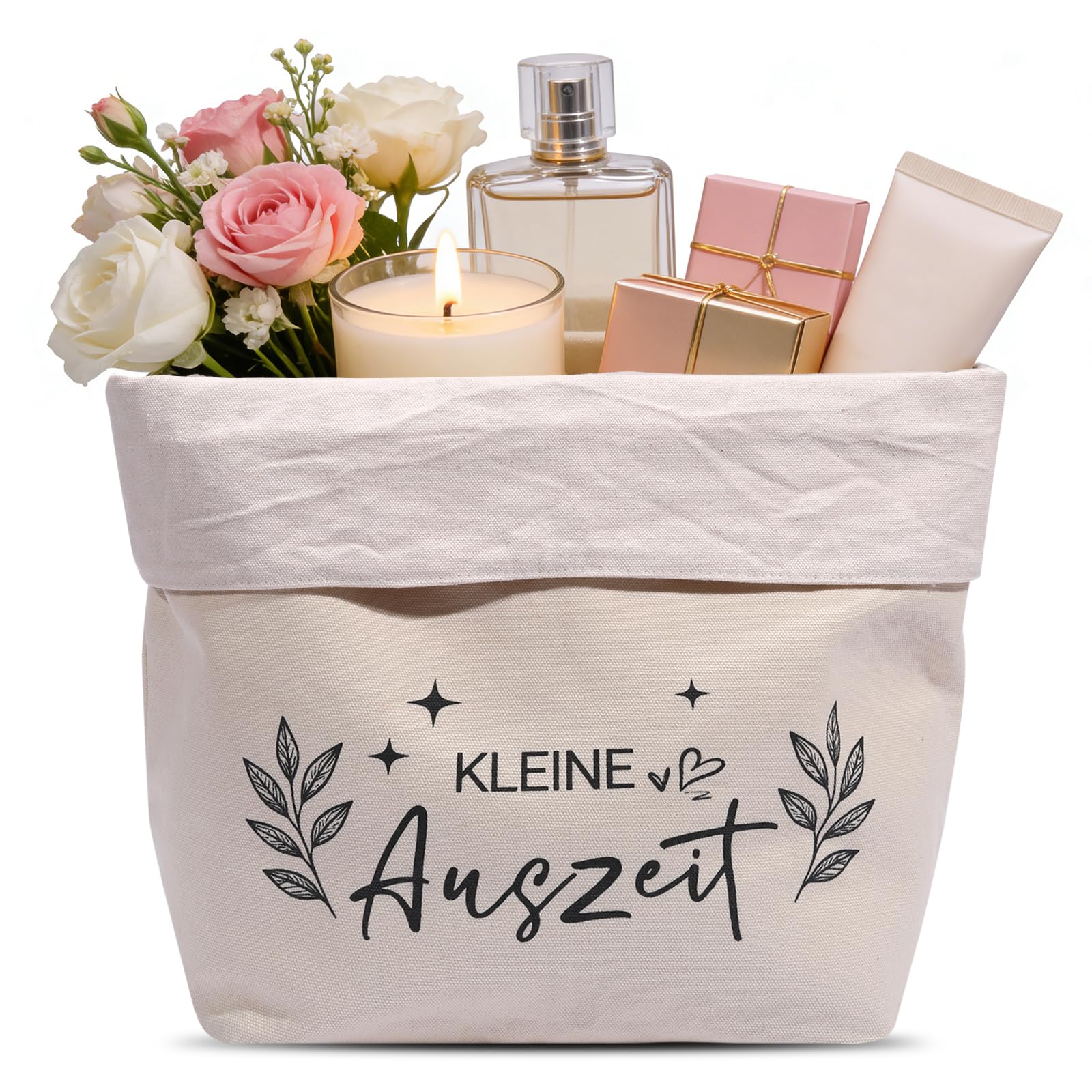 Kleine Auszeit Geschenkkorb,Wellness Geschenke für Frauen,Geschenktüte aus Baumwolle und Leinen,Entspannung Geschenk für Frauen,Geschenkkorb Leer zum Geburtstag,Jubiläum,Freundin,Valentinstag