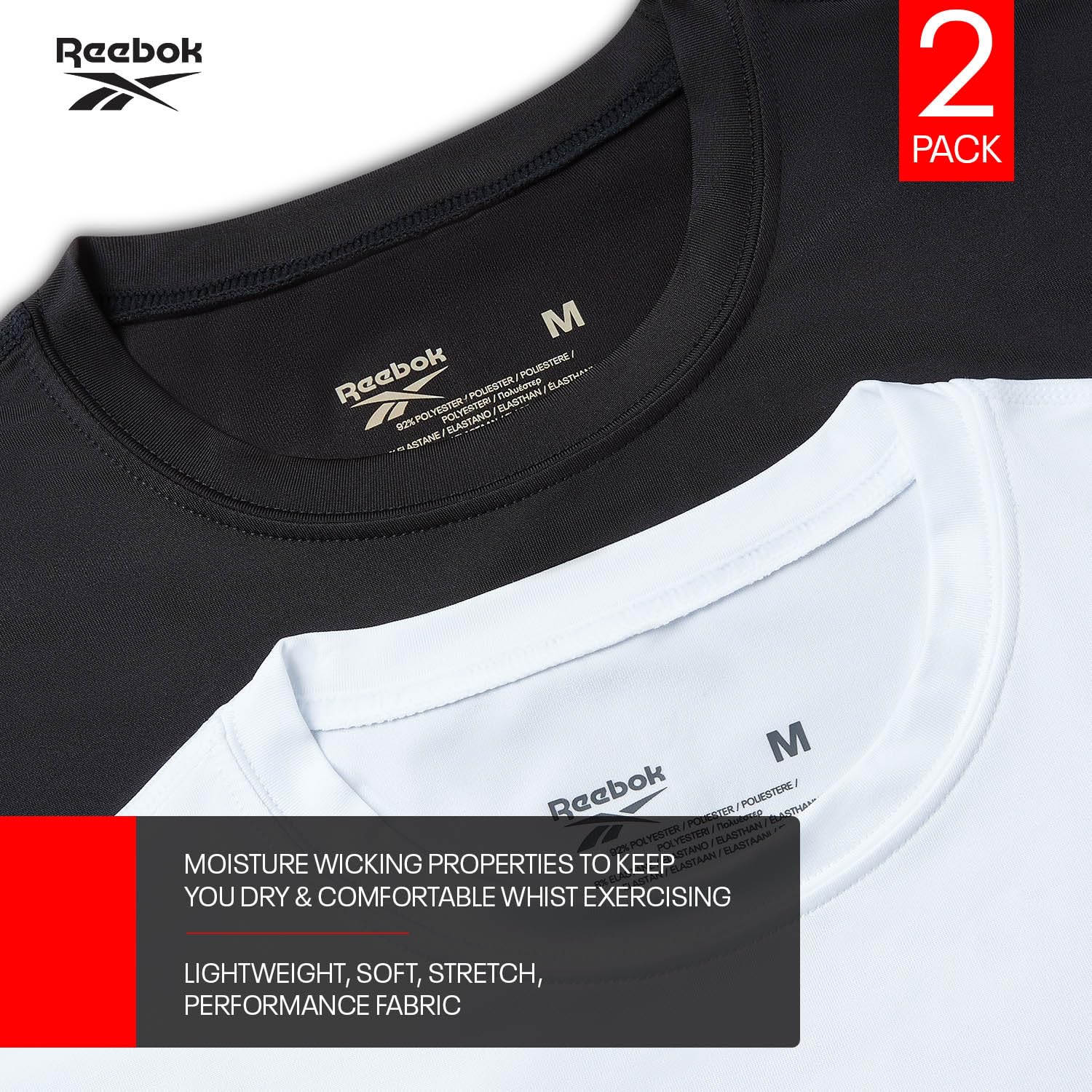 Reebok Clancy Camiseta Hombre (Pack de 2)