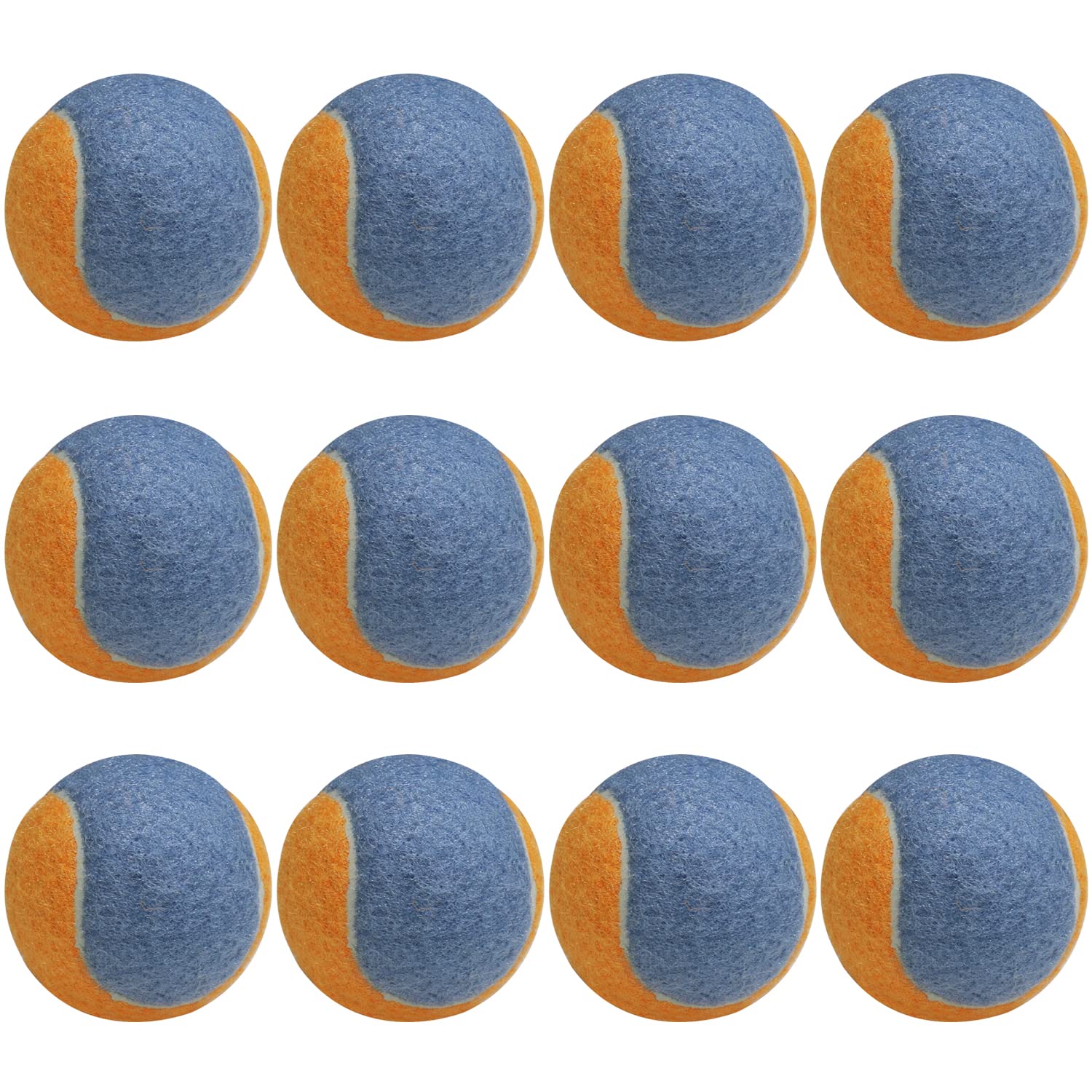 URBEST Tennis Ball 12 Packs Training Tennis Balls Practice Balls for Novice Player, Pet Dog Playing Balls with Mesh Carry Bag (Orange-Blue)