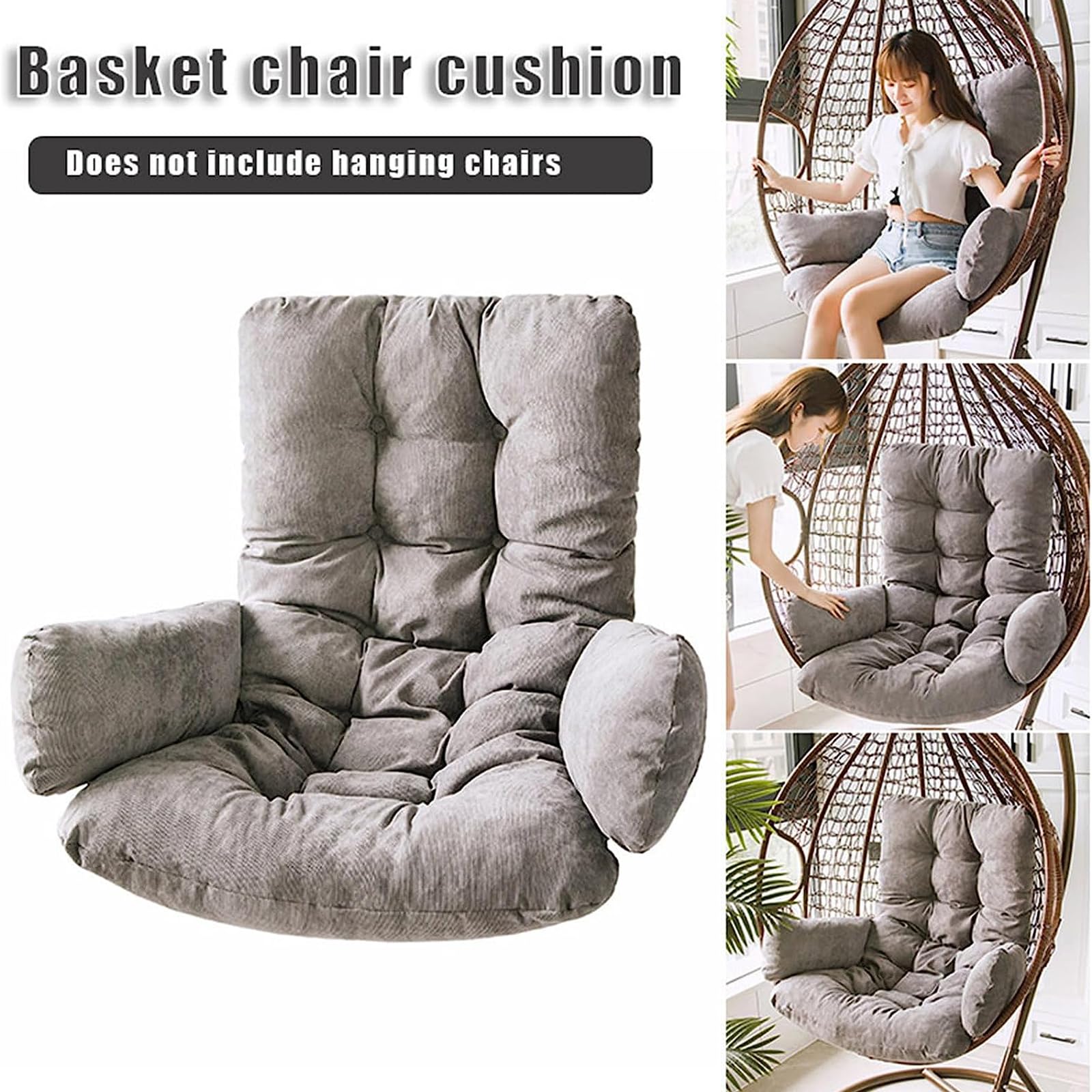 Cojín de Repuesto para Silla de Huevo, cojín de Asiento de Cesta Colgante,Cojín para Silla de Columpio, cojín Suave para Colgar en el Respaldo de la Silla de Huevo, Estilo extraíble