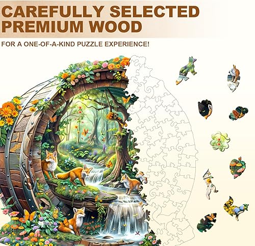 Miniatura 3 de Rompecabezas de madera para adultos, rompecabezas de madera de zorro para adultos, rompecabezas de madera con forma de animal único de 190 piezas