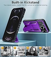 Vista 4 de FNTCASE Funda para iPhone 12 Pro-Max: resistente protección de grado militar a prueba de caídas con soporte TPU resistente a prueba de golpes