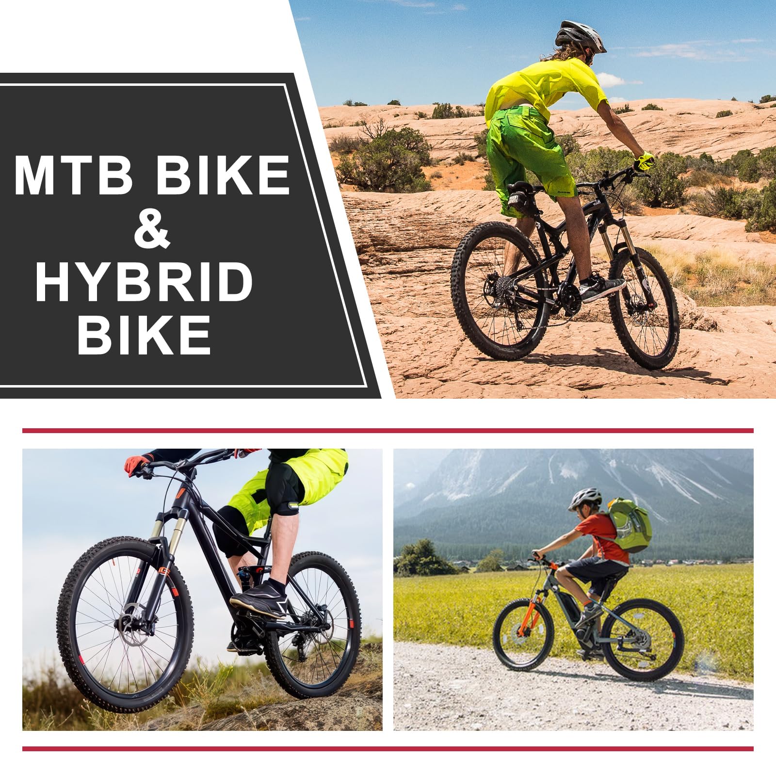 Juego de neumáticos y tubos para bicicleta de montaña: 26 x 2.1 pulgadas, neumáticos MTB resistentes a pinchazos con tubos interiores de butilo de alta resistencia y palancas de neumáticos
