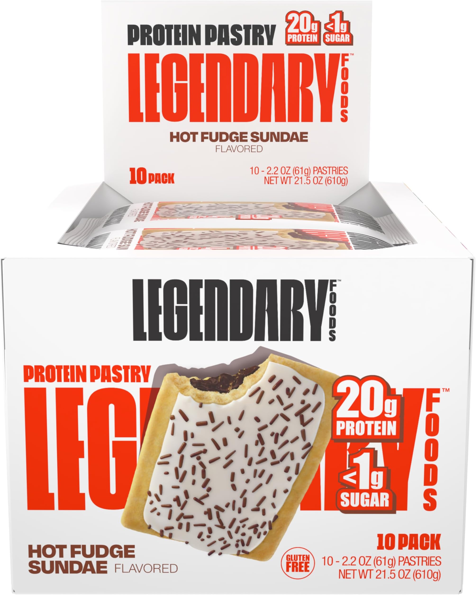 Legendary Foods 20 gr Protein Bar Alternative Tasty Pastry | Low Carb gluten free | Keto Friendly | No Sugar Added | High Protein Snacks | On-The-Go Breakfast | Keto Food - Hot Fudge Sundae (10-Pack)