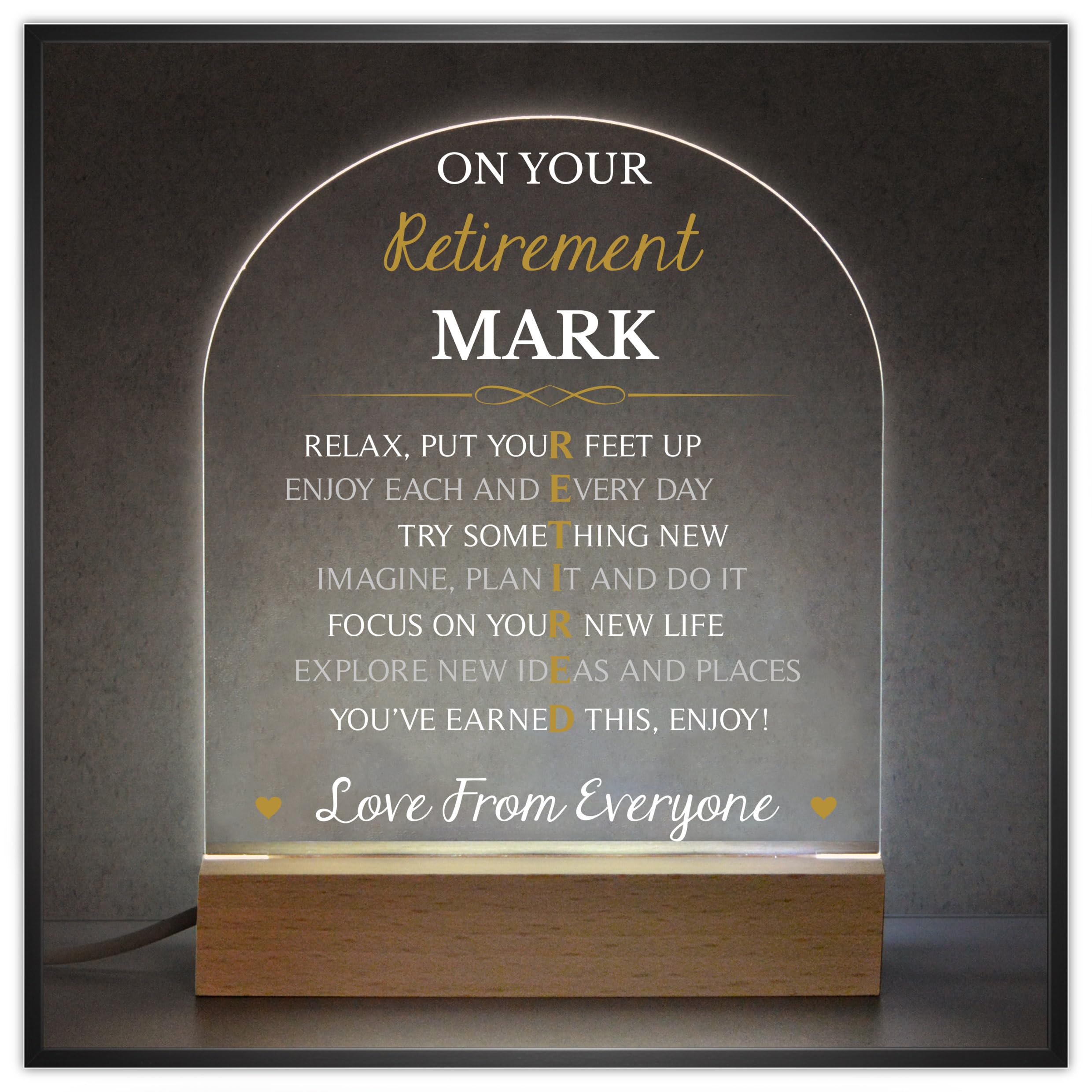 Beecreative Retirement Light Up Sign With Retirement Verse Poem, Unique Unusual Retirement Gifts For Him Her Men Women Colleague Coworker, LED Light Up Sign Lamp