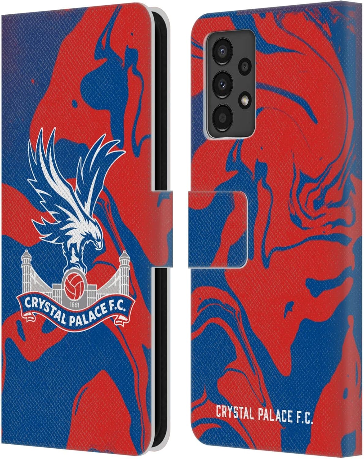 Head Case Designs Officially Licensed Crystal Palace FC Red and Blue Marble Crest Leather Wallet Case Compatible with Samsung Galaxy A13 (2022)