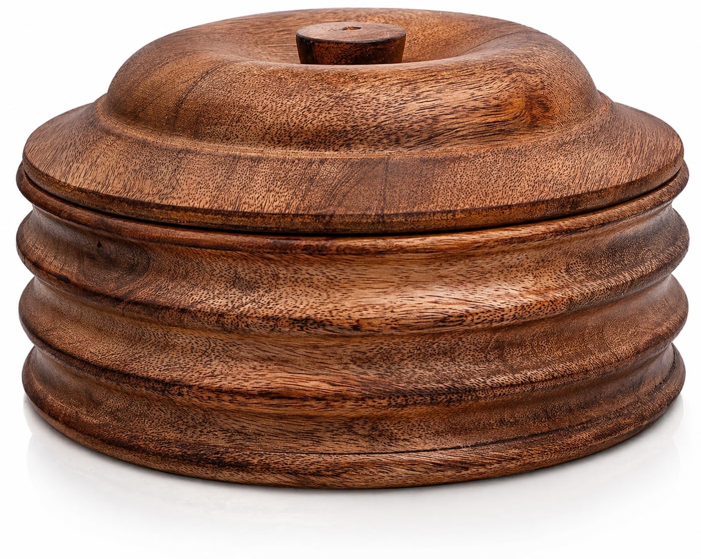 Handgefertigter mexikanischer Tortilla-Stövchenkorb aus Holz indischer Chapati-Roti-Brothalter Box Pfannkuchen-Keeper-Serviergeschir Hot Pot Auflaufform Deckel Home Küche Essdekor, Antik Braun 23 x 11