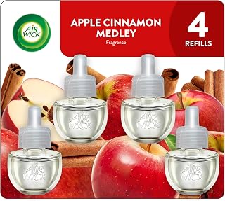 AIR WICK® Plug In Scented Oil Air Freshener Refill Pack - 4 Count Oil Refill Apple Cinnamon Medley, Essential Oils