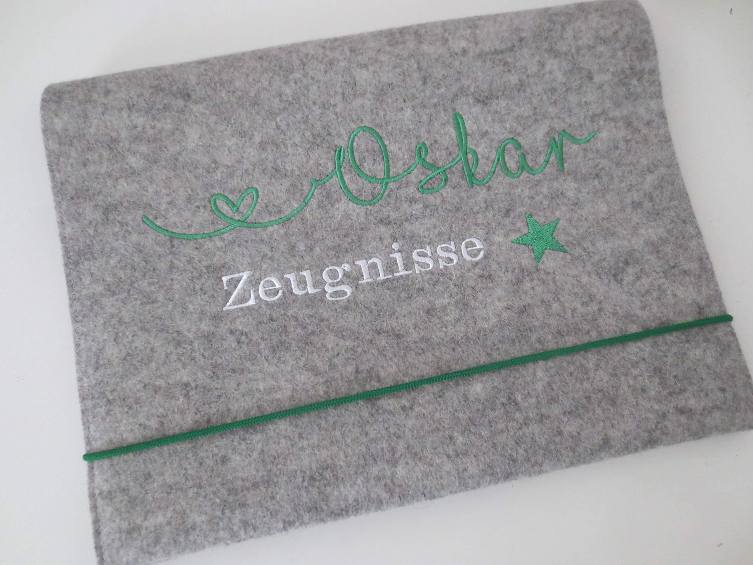 Zeugnismappe Wollfilz Mappe Zeugnisse DIN A4 Grundschule Schule"Stern"