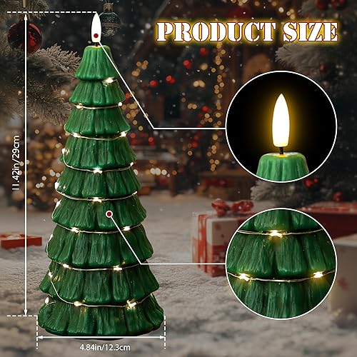 Miniatura 2 de Velas de árbol de Navidad sin llama con control remoto, llama parpadeante 3D, velas LED con cuerda de estrellas, velas eléctricas grandes para