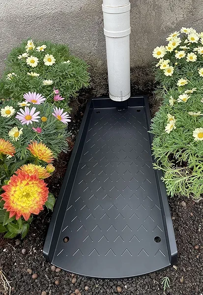 2 Pack Gutter Downspout Extensions, Rain Gutter Downspout Splash Block, Down Spout Extender, Drain Gutter Guard Diverter, Splash Guards Rainwater Drainage 24" (Black 2Pack)