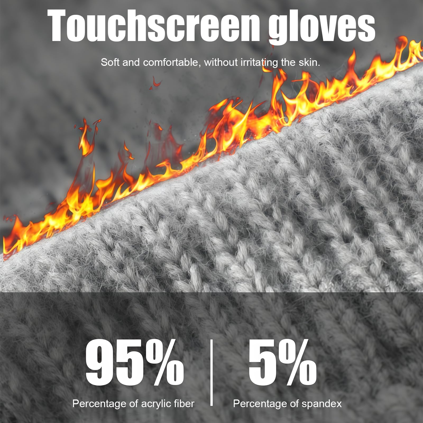 AYNKH Lot de 3 Paires de Gants Thermiques Femme, d’Hiver Chauds Tricotés Élastiques avec Doublure Polaire, Gants Tactiles Chauds pour Sport, Course, Ski, Vélo