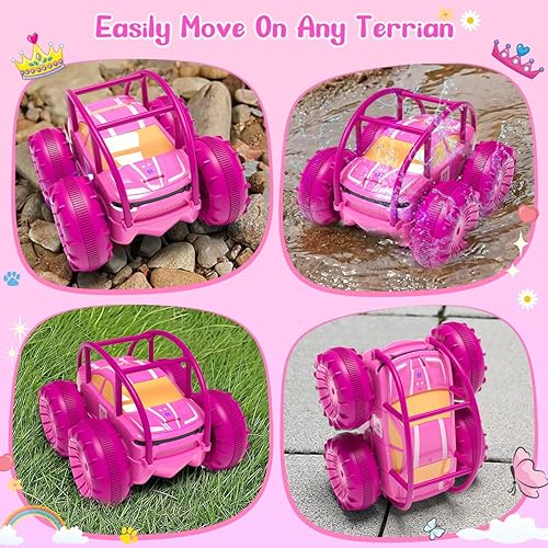 Miniatura 4 de MaxTronic Auto de control remoto anfibio, juguete recargable de autos RC de 360, rotación de acrobacias, 15 KMH 4WD todo terreno, juguete para