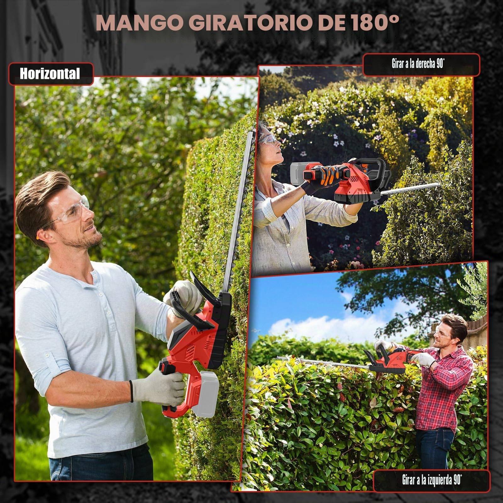 Cortasetos de Bateria Compatible con Milwaukee 18V M18 (sin batería) | Tijeras cortasetos a batería Eléctrico, 52 cm Longitud Hoja, Cubierta Cuchillas para Setos, Ramas, Arbustos, Ramitas