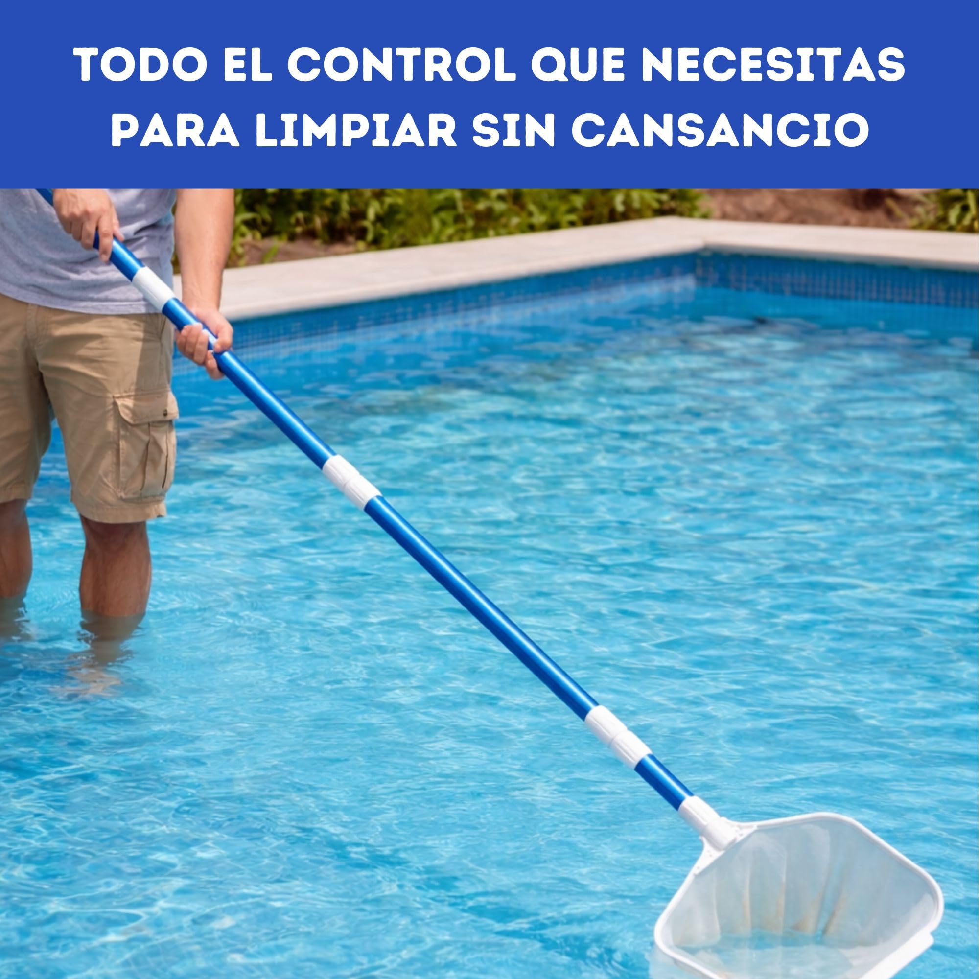 Onepool - Asta telescopica per piscina, 120-240 cm, con sistema a clip, manico estensibile in alluminio per scovolini, spazzole e raccoglitori, asta leggera e resistente per piscine