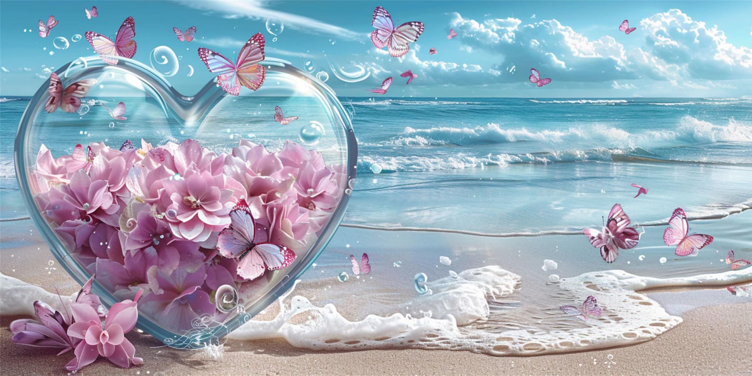 5D Diamentowe Malarstwo Pełny Zestaw Plaży, Diamentowe Malarstwo Motyl Diamentowe Sztuka Rzemiosła Dorośli Prezent Dzieci, DIY Haft Krzyżowy Haft Obraz Diamentowy Do Dekoracji Domu 80x160cm L-548