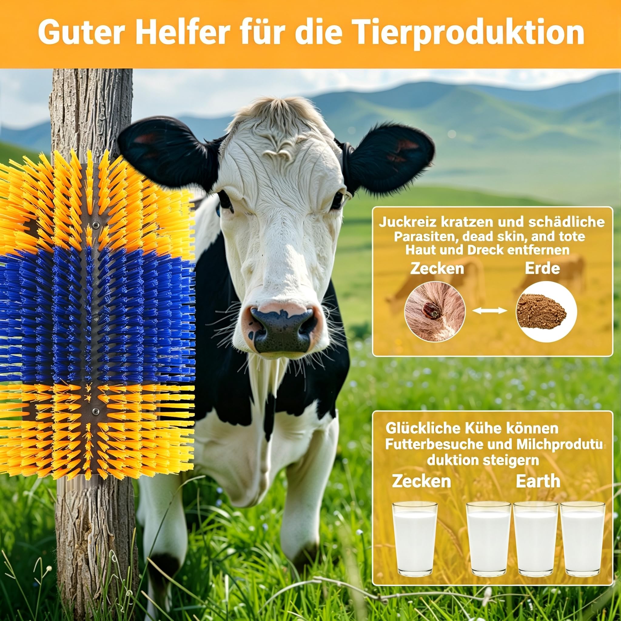 Garvee 2pcs Große Kratzbürste für Nutztiere, Fellpflege Juckreizlinderung