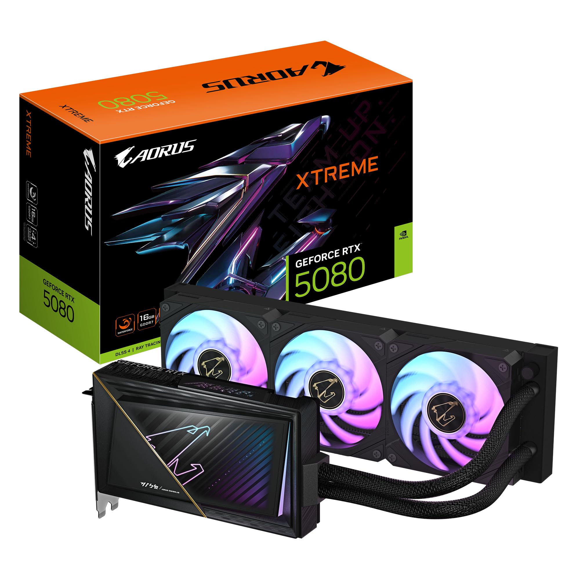 GIGABYTE AORUS GeForce RTX 5080 Xtreme WATERFORCE 16G Tarjeta Gráfica - 16GB GDDR7, 256 bits, PCI-​E 5.0, 2805MHz Core Clock, 3 x DP 2.1a, 1 x HDMI 2.1b, NVIDIA DLSS 4, GV-​N5080AORUSX W-​16GD