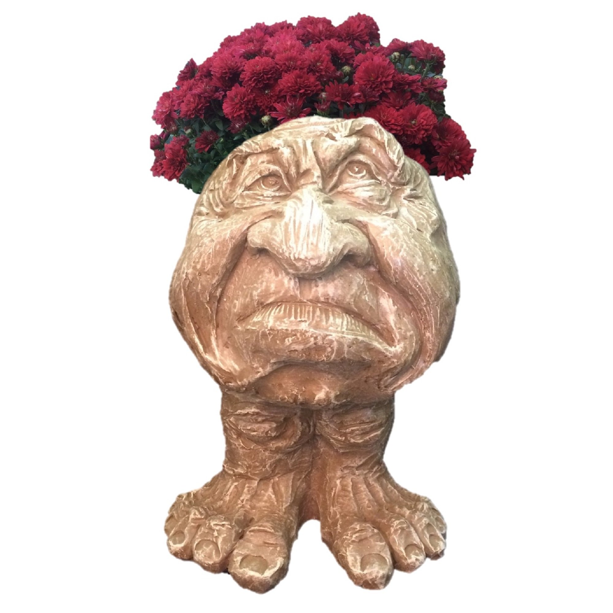 homestyles13 in. Stone Wash Grumpy The Muggly Face Statue Planter Holds 5 in. Pot