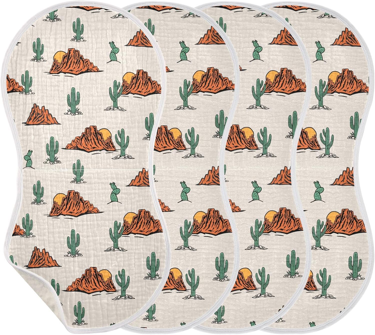 Muslin Baby Burp Cloths, Western Cactus Muslin Washcloths Baby Bibs Rags Comfy Soft Absorbent in for Newborn Boys and Girls 4 Piece 22 x 11 Inch