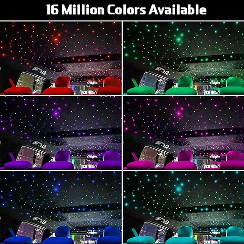 Miniatura 6 de Kit de luces de fibra óptica, luces de cielo de techo de estrella de 10 W, RGBW parpadeantes y efecto de música para el hogar y el automóvil, luz de