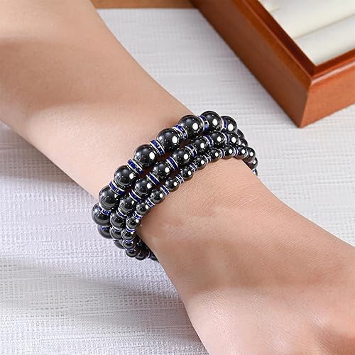 Miniatura 5 de Pulsera magnética para mujer, pulseras de hematita, pulseras magnéticas con circonita, pulsera elástica hecha a mano, elimina la electricidad