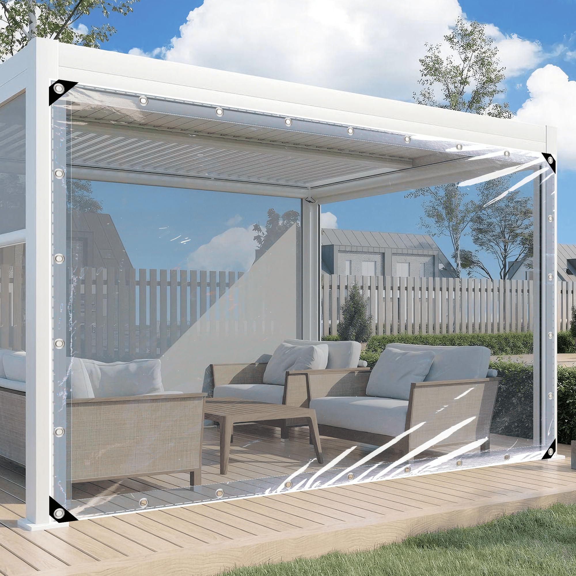 Lona impermeable plástica y antidesgarro transparente para cubrir jardines y obras