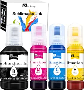 Pinckney Sublimation Ink Refill for EcoTank Printer ET-2400, ET-2720, ET-2760, ET-2800, ET-2803, ET-2830, ET-4800, ET-3760, ET-2850, ET-4700, ET-15000, Vibrant Color ICC-Free