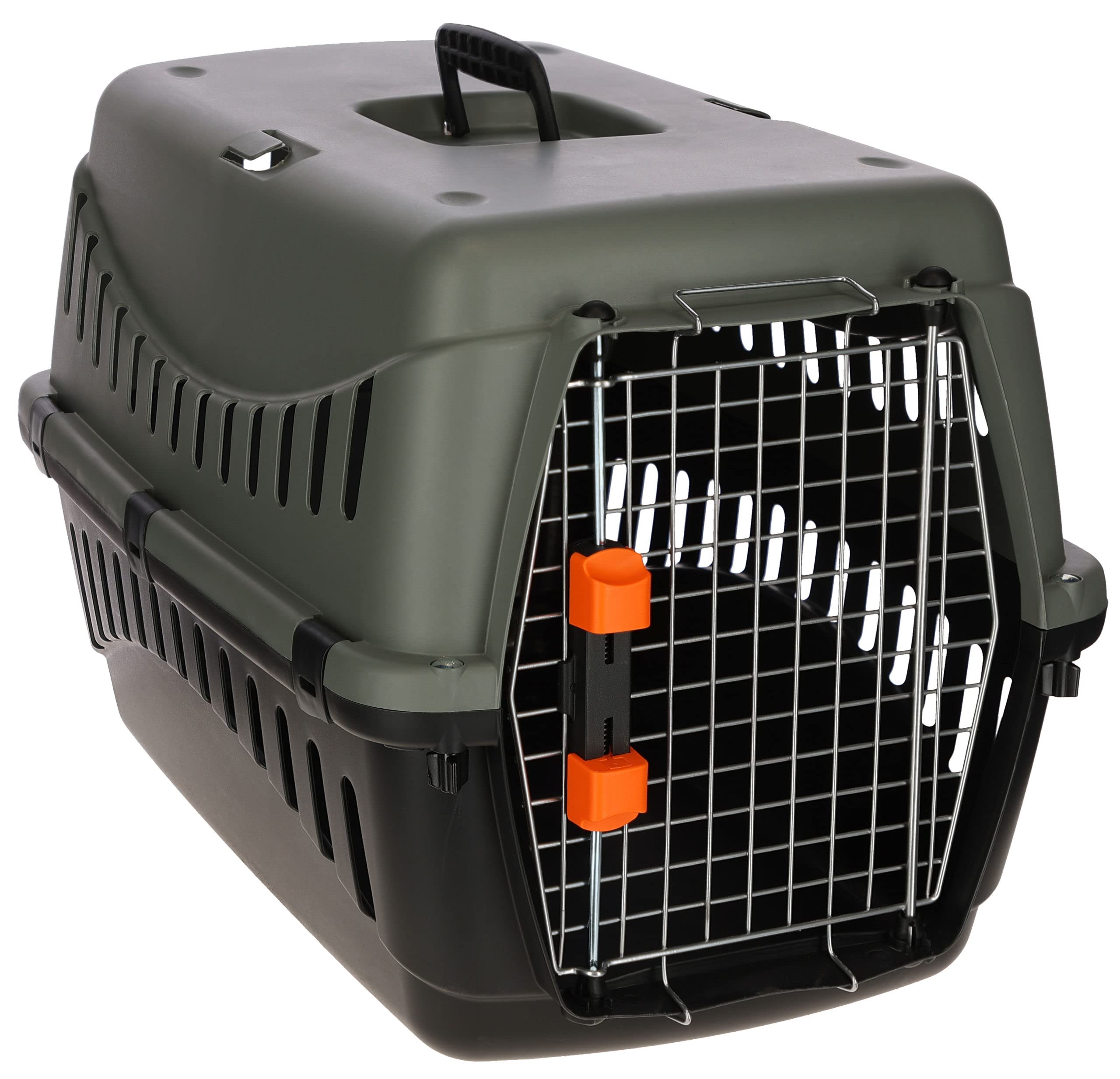 Kerbl Pet Transportbox Eco, Hunde, Katzen, anthrazit/graugrün, 60x40x38,5cm, Kunststoff, 5-15kg, flugtauglich, mit Metalltür
