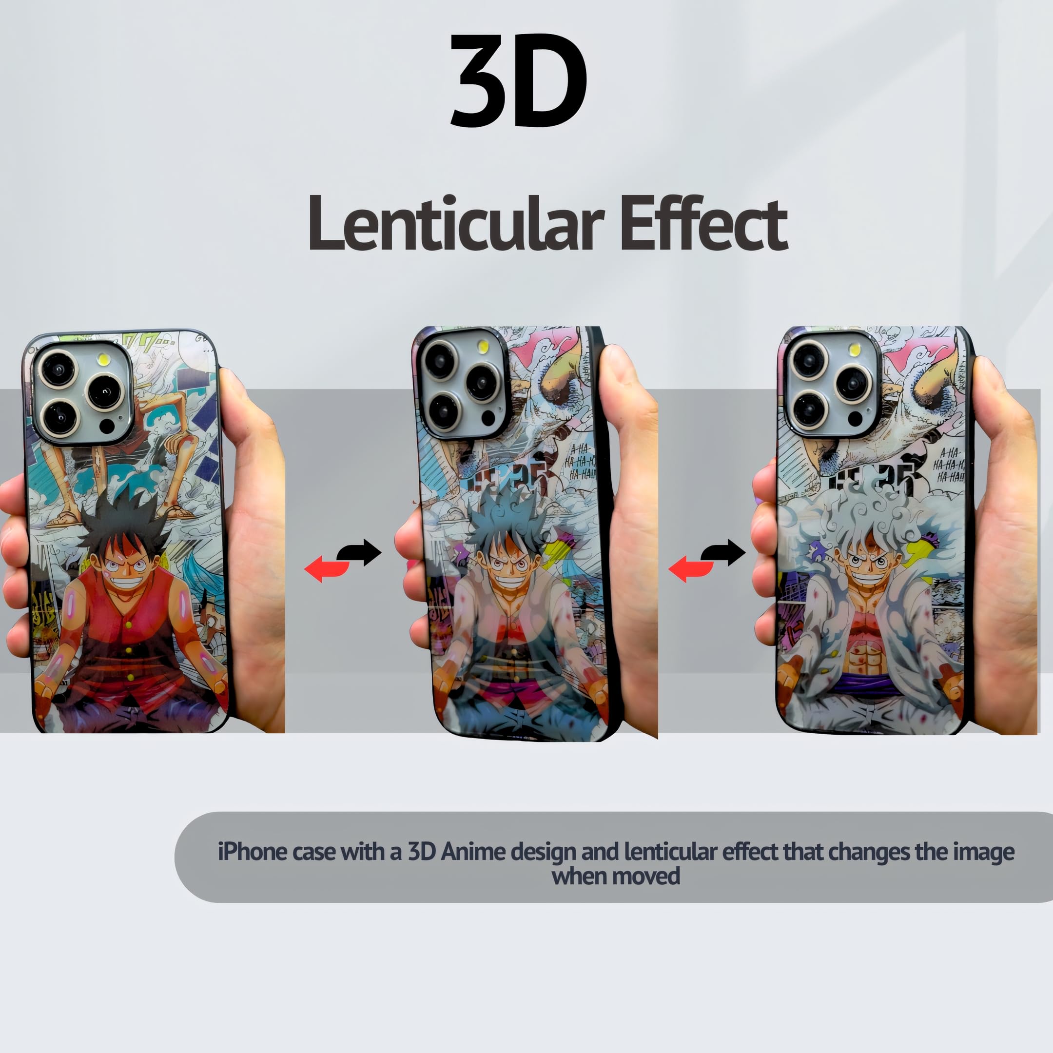 XYCJBHD Luffy Gear 5 Anime Phone Case Compatible For IPhone 15 Pro Max, Cool Cartoon Clear Soft TPU Case With Cute Keychain For Women Girls Men Boys Teen Kids (LUF,15 PM