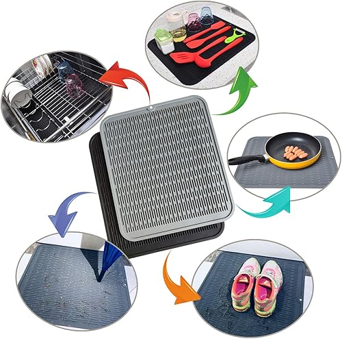 Miniatura 4 de Tapete de secado de platos para encimera de cocina, 23 x 18 pulgadas, XXL, tapete de secado de silicona para encimera, salvamanteles resistentes al
