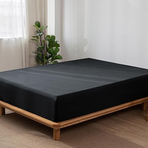 Miniatura 3 de MooMee Sábana bajera ajustable solo 100% algodón lavado con textura parecida al lino, transpirable, duradera, suave, cómoda, bolsillo profundo