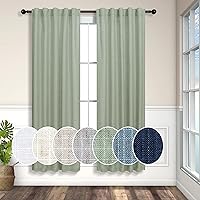 Vista 24 de Cortinas de lino natural semitraslúcidas Pitalk de 36 pulgadas de ancho para sala de estar, juego de 2 paneles con pestaña trasera, cortinas