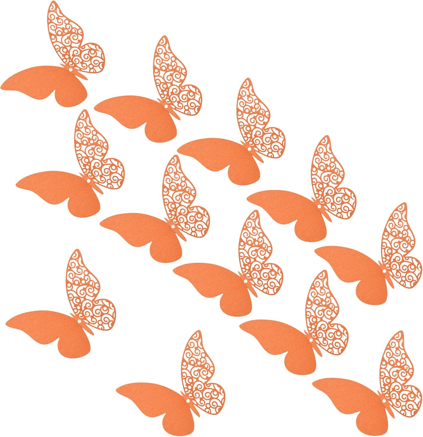 12 Pcs 3D Butterfly Wall Stickers,DIY Wall Decor,Removable Paper Butterflies Sticker,Decoration Kids Bedroom and Wedding,Orange,Pattern A